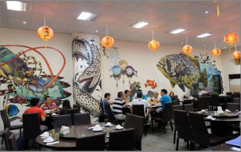 宾川海鲜餐厅墙体彩绘